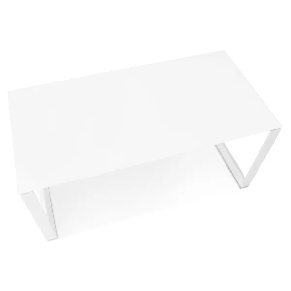 Bureau droit design en verre trempé pieds blancs (80x160 cm) OSSIAN (finition blanc)