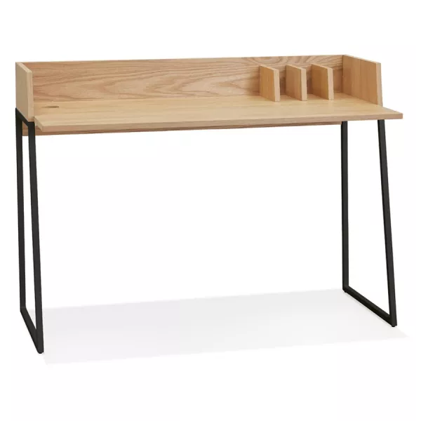 Bureau droit design en bois pieds noirs (62x120 cm) ELIOR (finition naturel)