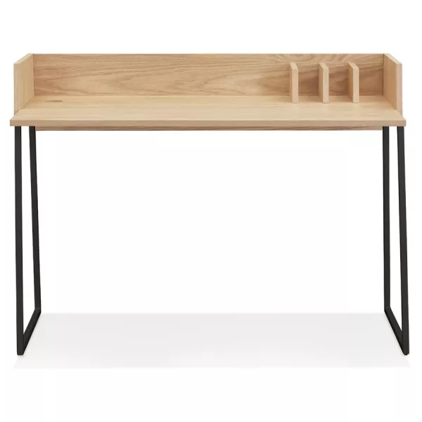 Bureau droit design en bois pieds noirs (62x120 cm) ELIOR (finition naturel)