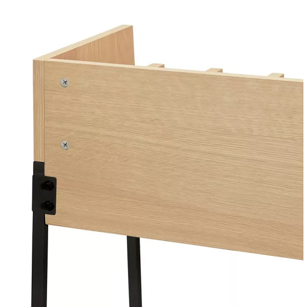 Bureau droit design en bois pieds noirs (62x120 cm) ELIOR (finition naturel)