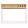 Bureau droit design en bois pieds blancs (62x120 cm) ELIOR (finition naturel)