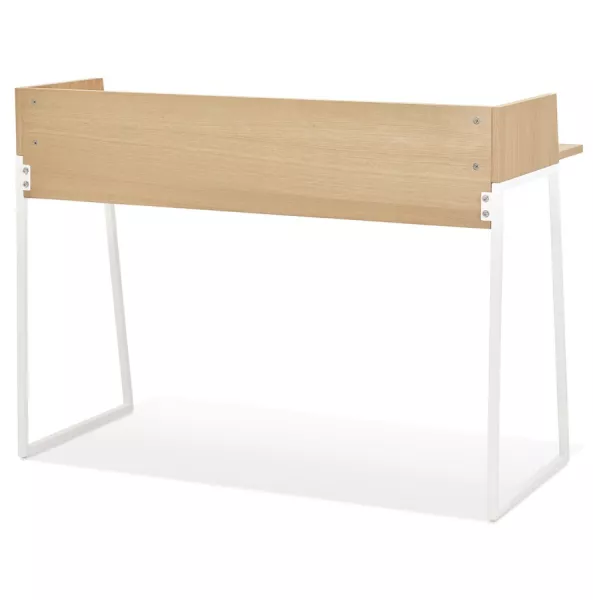 Bureau droit design en bois pieds blancs (62x120 cm) ELIOR (finition naturel)