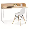 Bureau droit design en bois pieds blancs (62x120 cm) ELIOR (finition naturel)