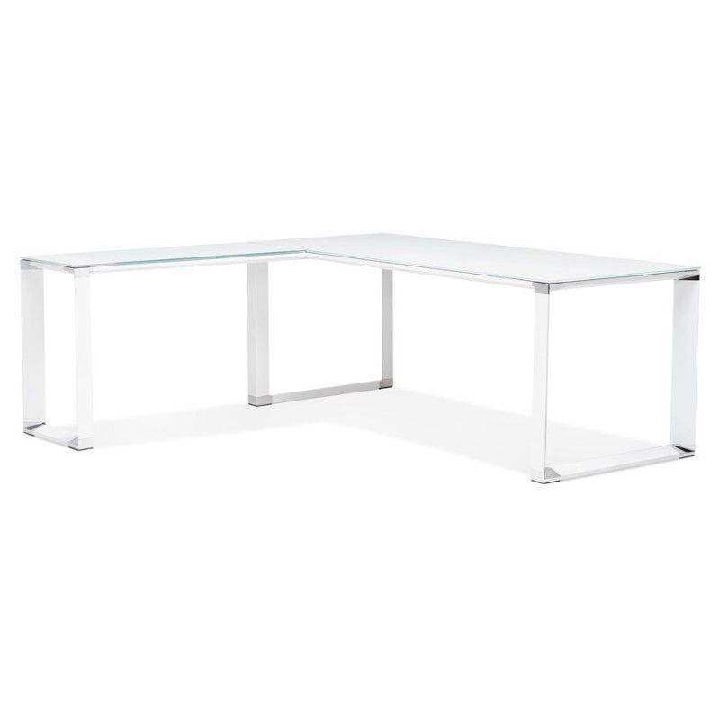 Bureau d'angle design en verre trempé (200x200 cm) MASTER (finition blanc)