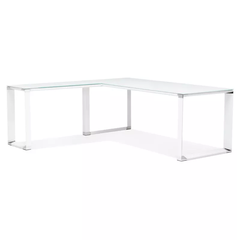 Bureau d'angle design en verre trempé (200x200 cm) MASTER (finition blanc)