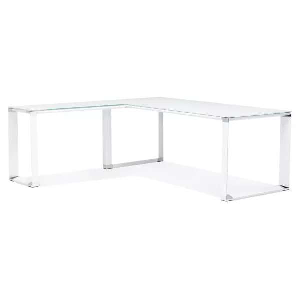 Bureau d'angle design en verre trempé (200x200 cm) MASTER (finition blanc)