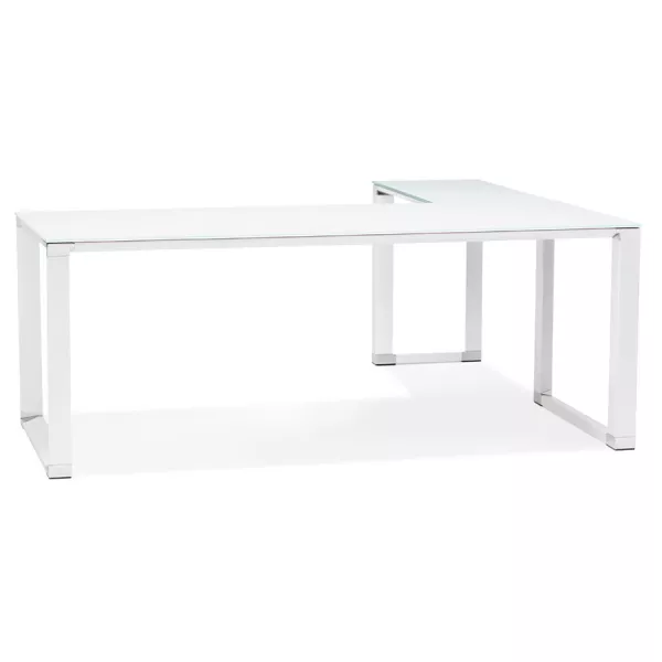 Bureau d'angle design en verre trempé (200x200 cm) MASTER (finition blanc)