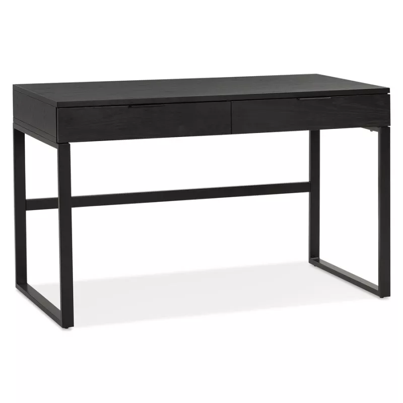 Bureau droit design en bois pieds noirs (60x120 cm) ADDISON (finition noir)