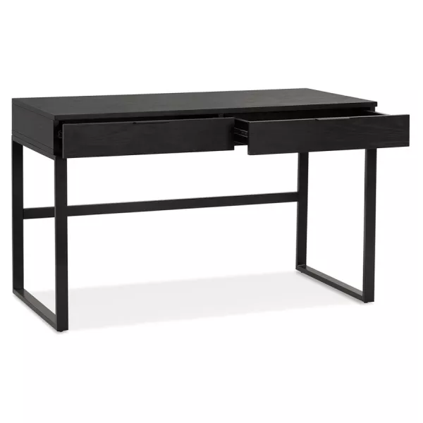 Bureau droit design en bois pieds noirs (60x120 cm) ADDISON (finition noir)