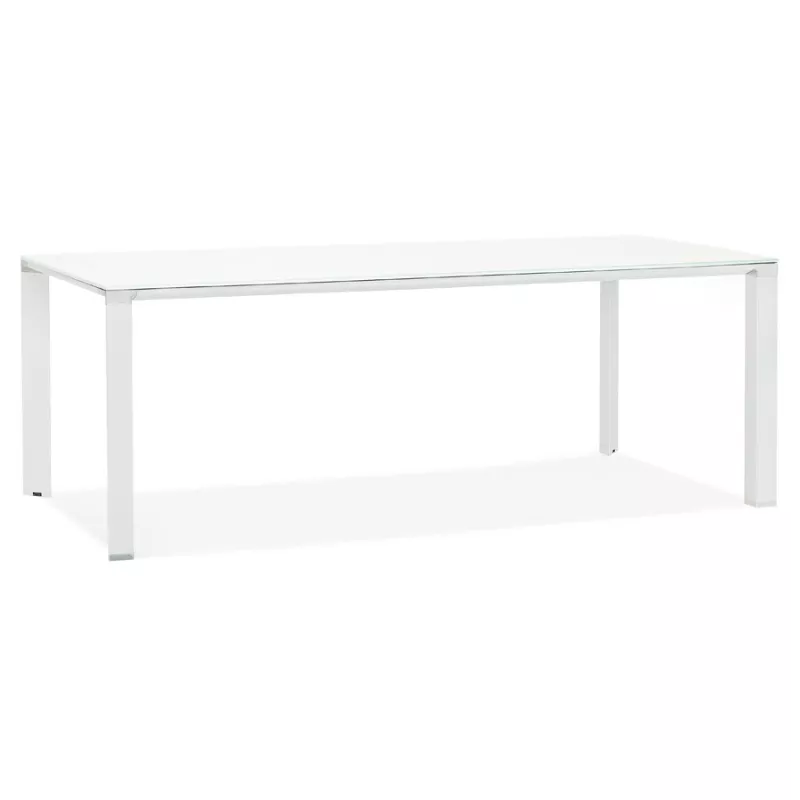 Bureau table de réunion en verre trempé (100x200 cm) BOIN (finition blanc)