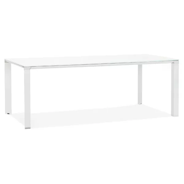 Bureau table de réunion en verre trempé (100x200 cm) BOIN (finition blanc)