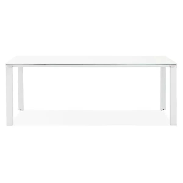 Bureau table de réunion en verre trempé (100x200 cm) BOIN (finition blanc)