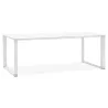 Bureau droit design en verre trempé (100x200 cm) BOIN (finition blanc)