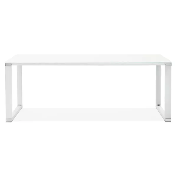 Bureau droit design en verre trempé (100x200 cm) BOIN (finition blanc)