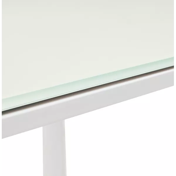 Bureau droit design en verre trempé (100x200 cm) BOIN (finition blanc)