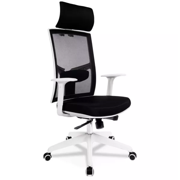 Fauteuil de bureau ergonomique en tissu MIAMI (blanc, noir)