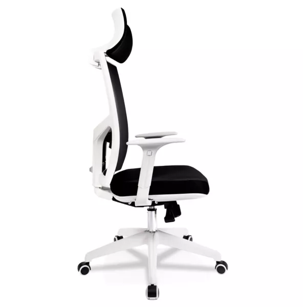 Fauteuil de bureau ergonomique en tissu MIAMI (blanc, noir)