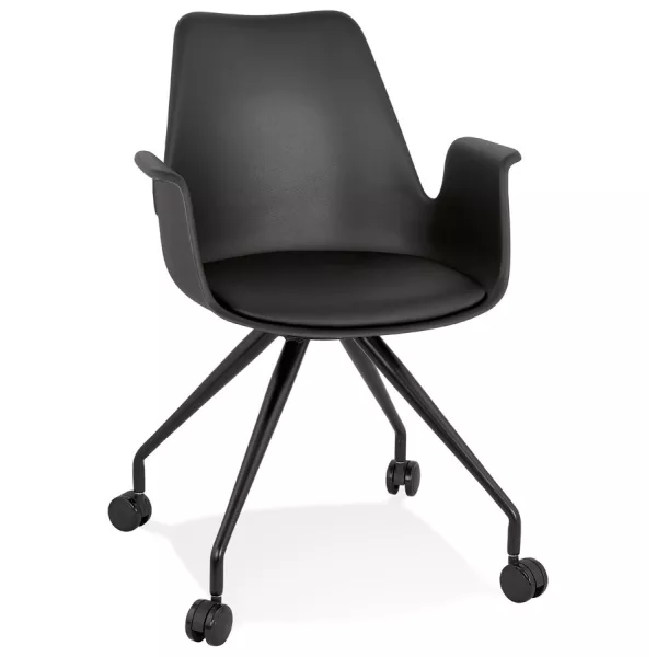 Chaise de bureau avec accoudoirs sur roulettes AMADEO (noir)