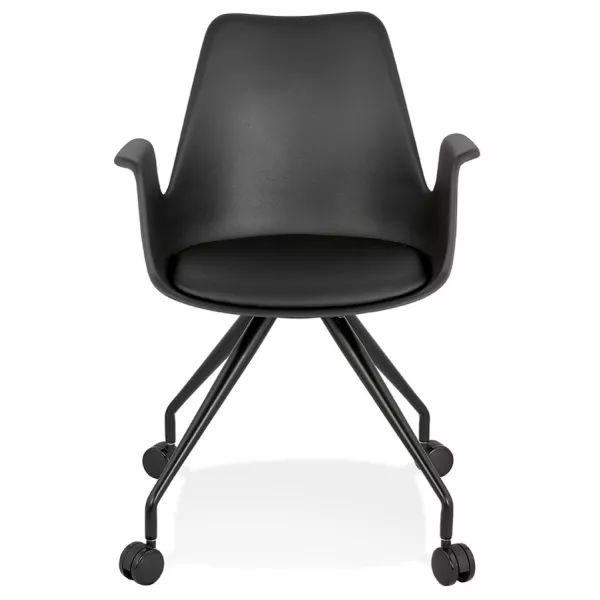 Chaise de bureau avec accoudoirs sur roulettes AMADEO (noir)