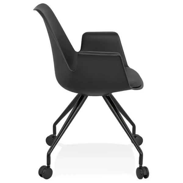 Chaise de bureau avec accoudoirs sur roulettes AMADEO (noir)