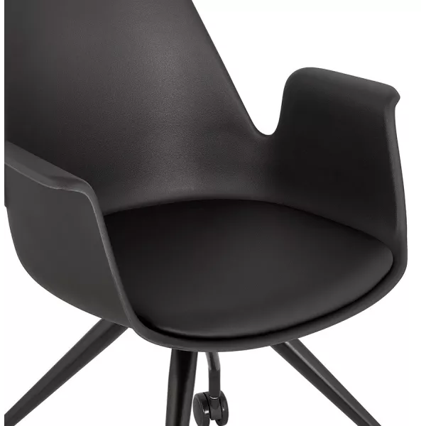 Chaise de bureau avec accoudoirs sur roulettes AMADEO (noir)