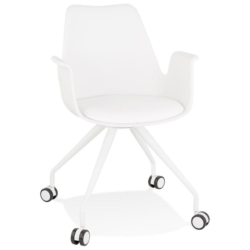 Office chair with armrests on wheels AMADEO (white) to associate with High Quality Solid Wood Office Chairs