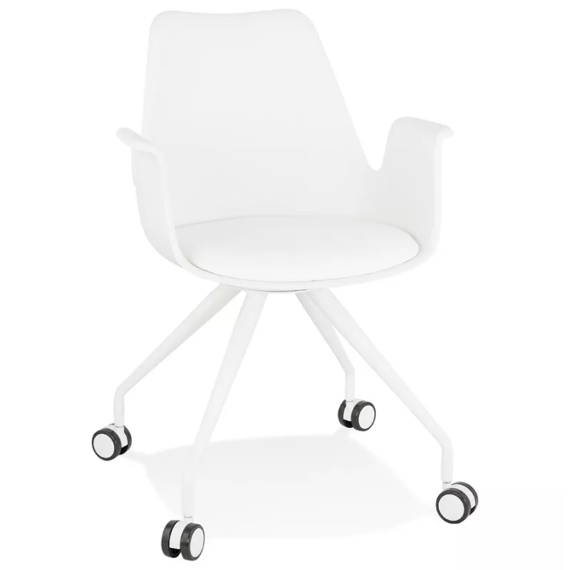 Office chair with armrests on wheels AMADEO (white) to associate with High Quality Solid Wood Office Chairs