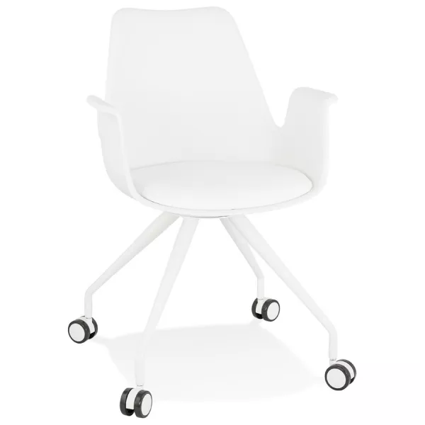 Chaise de bureau avec accoudoirs sur roulettes AMADEO (blanc) à associer à Fauteuils De Bureau Modernes Pour Un Intérieur Élégan