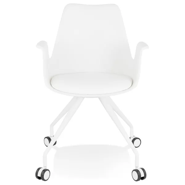 Office chair with armrests on wheels AMADEO (white) to associate with Industrial Office Chairs in Metal and Wood