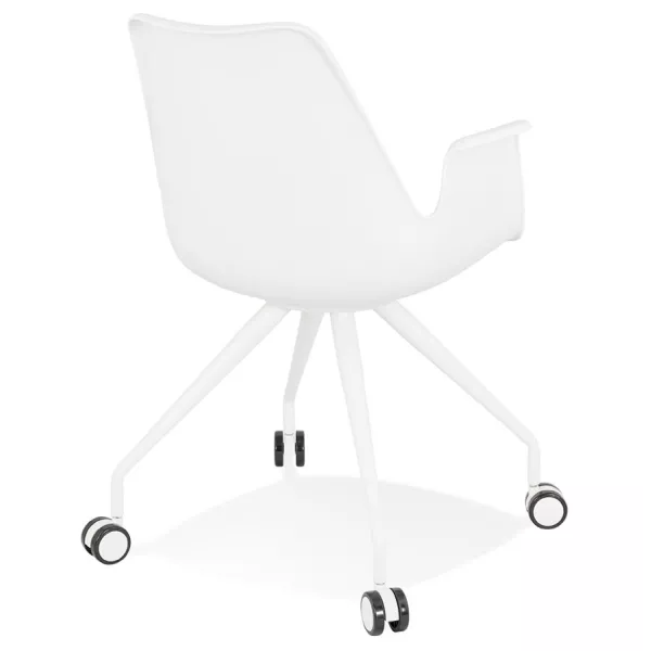 Chaise de bureau avec accoudoirs sur roulettes AMADEO (blanc) à associer à Fauteuils De Bureau En Rotin Pour Un Style Naturel