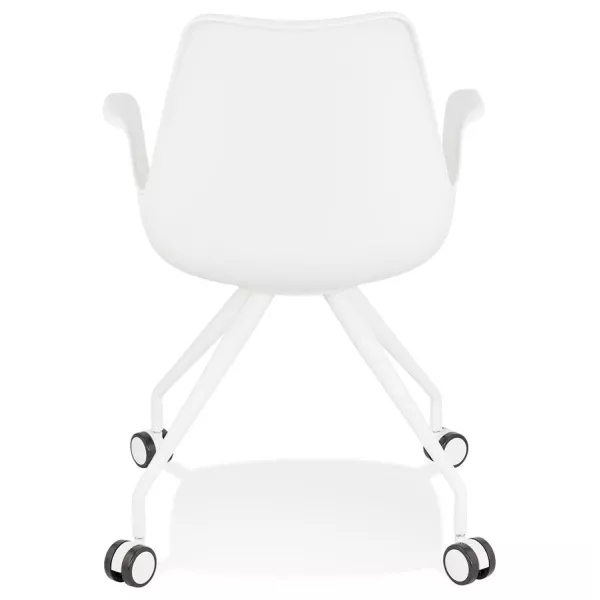 Chaise de bureau avec accoudoirs sur roulettes AMADEO (blanc) à associer à Fauteuils De Bureau Pliantes Pratiques Et Robustes