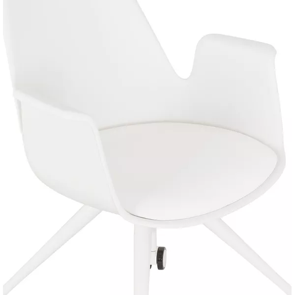 Office chair with armrests on wheels AMADEO (white) to associate with Practical and Robust Folding Office Chairs