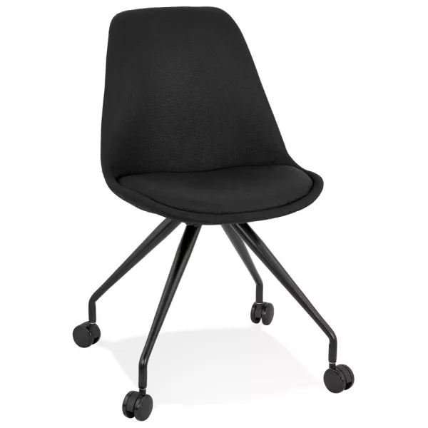 Chaise de bureau design sur roulettes en tissu ARISTIDE (noir)