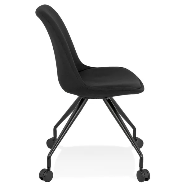 Chaise de bureau design sur roulettes en tissu ARISTIDE (noir)