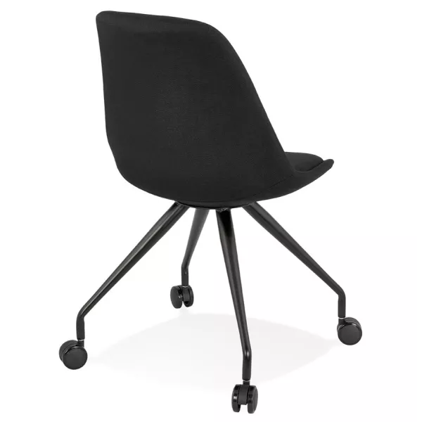 Chaise de bureau design sur roulettes en tissu ARISTIDE (noir)