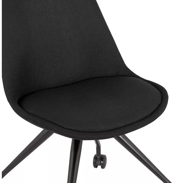 Chaise de bureau design sur roulettes en tissu ARISTIDE (noir)