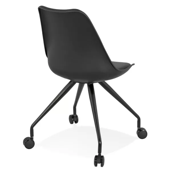 Chaise de bureau design sur roulettes ALVIZE (noir)