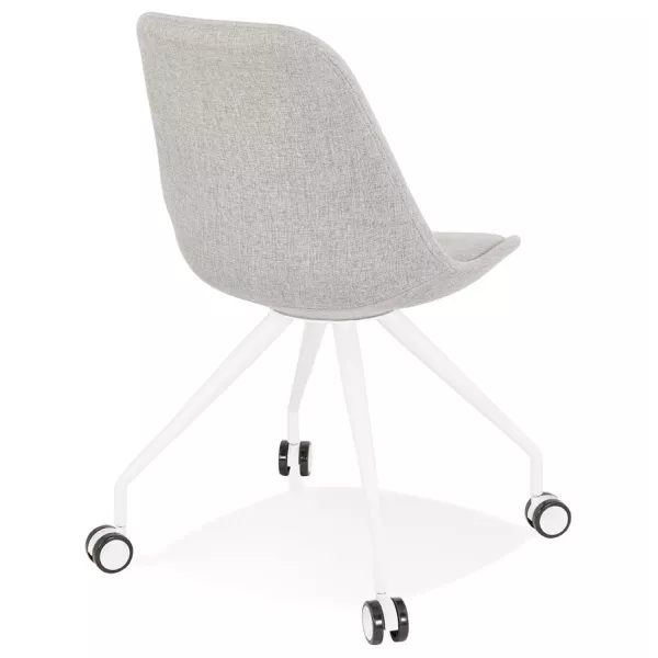 Chaise de bureau design sur roulettes en tissu ARISTIDE (gris)