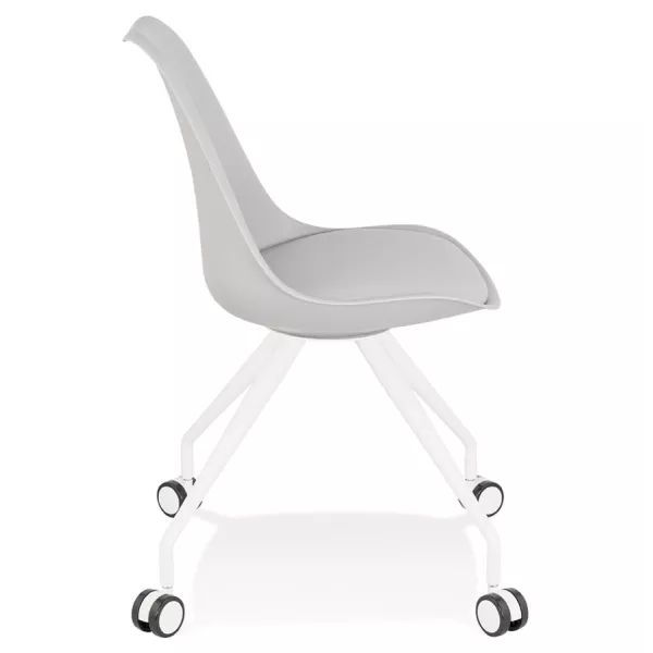 Chaise de bureau design sur roulettes ALVIZE (gris)