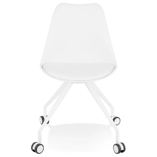 Chaise de bureau design sur roulettes ALVIZE (blanc)