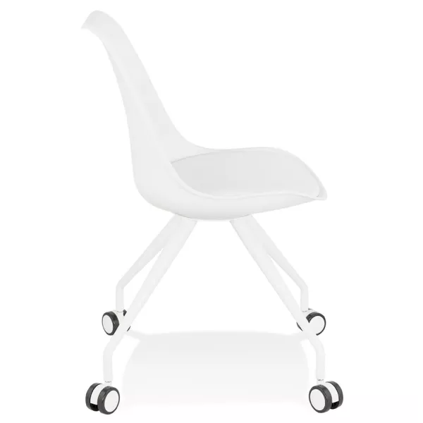 Chaise de bureau design sur roulettes ALVIZE (blanc)