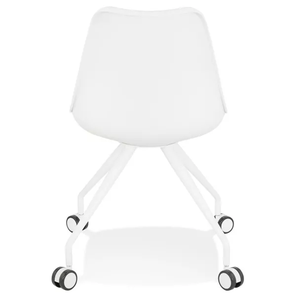 Chaise de bureau design sur roulettes ALVIZE (blanc)