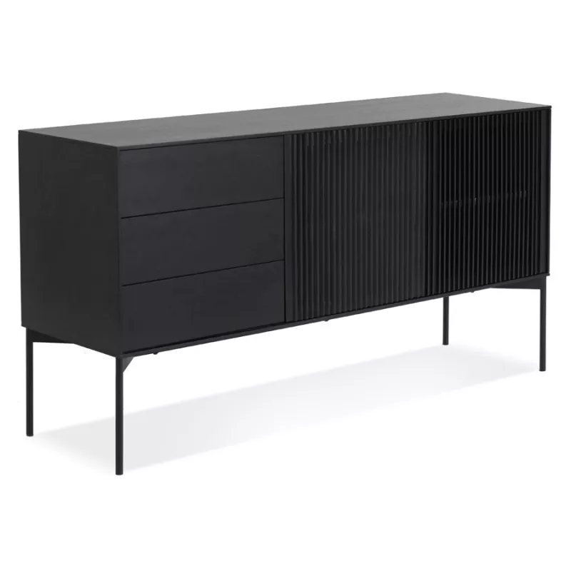 Buffet 2 portes 3 tiroirs 160 cm ALONZO (noir)