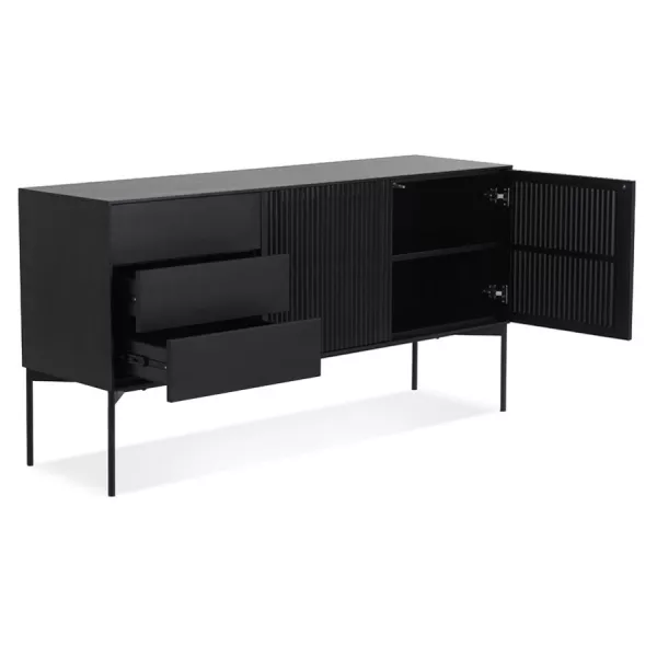 Buffet 2 portes 3 tiroirs 160 cm ALONZO (noir)