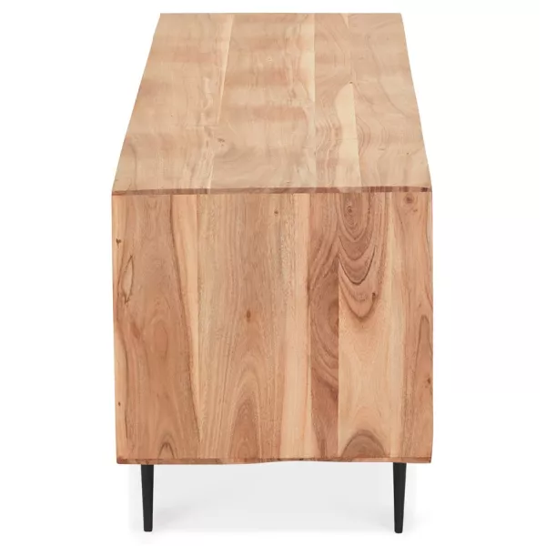 Meuble TV 3 portes en bois d'acacia 147 cm VERO (naturel, noir)