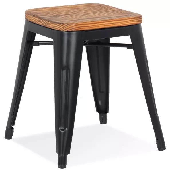 Tabouret bas industriel PEPITO (naturel, noir)