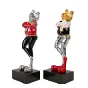 Set de 2 Statues décoratives en résine GRENOUILLES (H32 cm) (gris, doré, rouge)