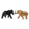 Set de 2 Statues décoratives en résine ELEPHANTEAUX (H24/L38 cm) (noir, doré)