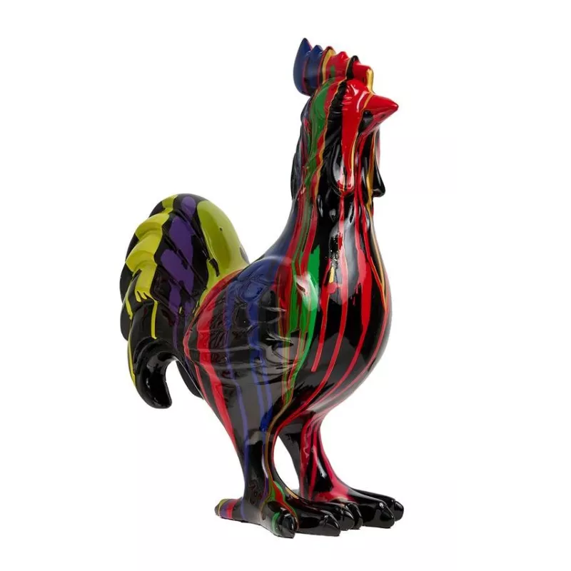 Statue décorative en résine COQ TRASH (H50 cm) (noir)