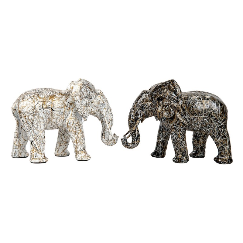 Set de 2 Statues décoratives en résine ELEPHANT GRAFFITIS (H33/L26 cm) (noir, beige)